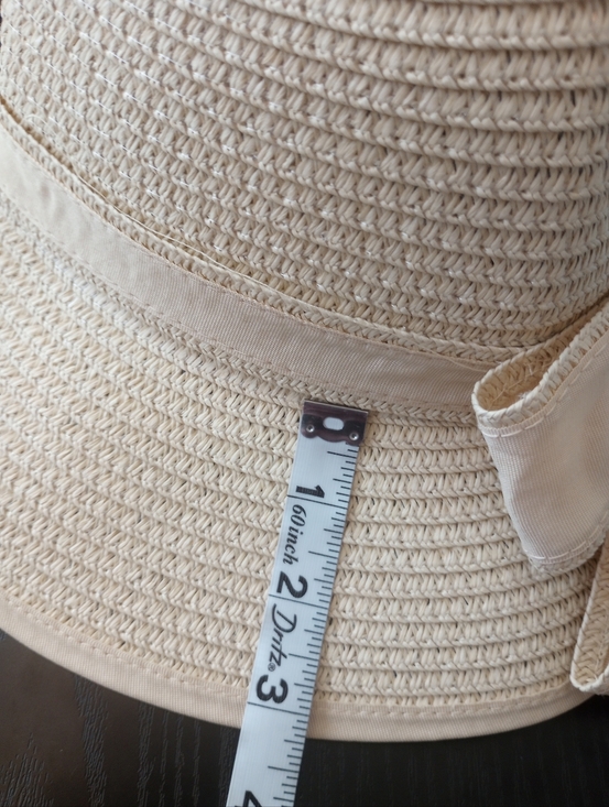 Beige Cream Raffia Woven Straw Sun Foldable Hat with Bow